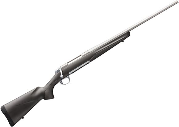 Picture of Browning X-Bolt Stainless Stalker Bolt Action Rifle - 375 H&H Mag, 24", Safari Contour, Matte Stainless, Gray Non-Glare Finish Composite Stock, 3rds, Adjustable Feather Trigger