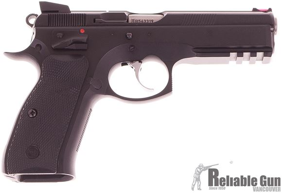 Picture of Used CZ 75 SP-01 Shadow DA/SA Semi-Auto Pistol - 9mm, Black Polycoat, Rubber Grips, Fiber Optic Front & Fixed Rear Sights, 3 Magazines, Guardforce Vanguard Hard Case, 100rds Blazer 9mm 115gr, Trigger Lock, Excellent Condition
