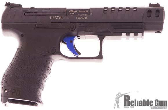 Picture of Used Walther PPQ Q5 Match Semi-Auto Pistol - 9mm, 5" Barrel, Black, 3x10 Rds, Optics Ready, Excellent Condtion