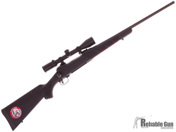 Picture of Used Savage Arms Model 111 Trophy XP Bolt Action Rifle - 30-06 Sprg, 22", Matte Black, Carbon Steel, Matte Black Synthetic Stock, 4rds, w/Weaver 3-9x40mm Riflescope, AccuTrigger, Salesman Sample, New in Box Condition