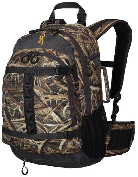 Picture of Browning Bags - Wicked Wing Backpack, Mossy Oak Shadow Grass Blades, Game Strap Lanyard Pockets, H2O Reservoir Compatible, Shotgun Carrying Capable Pouch, Padded Hip Belt w/ Accesory Pockets.