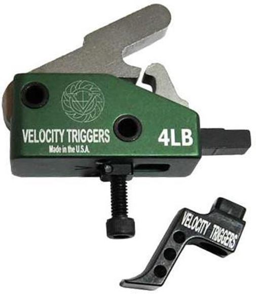 Picture of Velocity Triggers - Drop In AR-15 MPC Trigger, Straight Trigger With Finger Stop, Curved Radius, Single Stage, 4lb