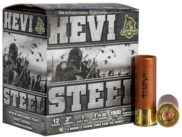 Picture of HEVI-Shot HEVI-Steel Waterfowl Shotgun Ammo - 12ga, 3", #3, 1-1/4oz, 1500fps, 250rds Case