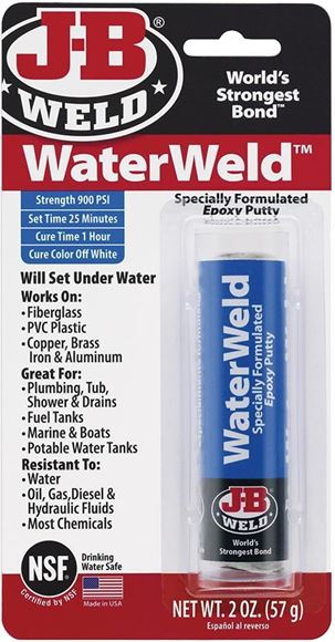 Picture of JB Weld Products - Water Weld (Will Set Underwater), Fiberglass/PVC/Copper/Brass/Iron & Aluminium Adhesive, 57 g (2oz)
