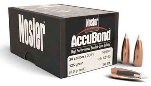 Picture of Nosler Bullets, Accubond - 30 Caliber (.308") Spitzer, 125Gr, 50ct Box