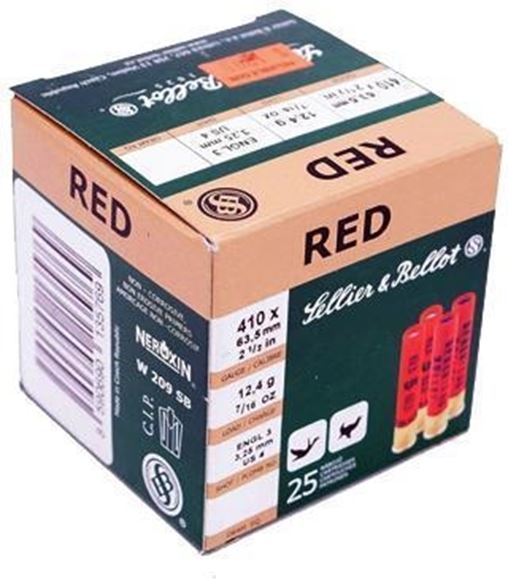 Picture of Sellier & Bellot Hunting Shotgun Shells - Red, .410, 2-1/2", 7/16oz, #6, Lead, 25rds Box