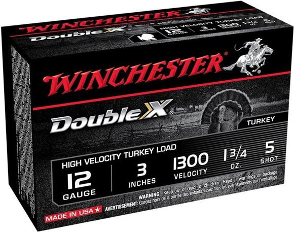 Picture of Winchester Double-X High Velocity Turkey Shotgun Ammo - 12ga, 3", 1 3/4oz, #5, 1300 fps, 10Rd Box