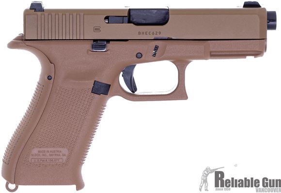 Picture of Used Glock 17 Gen 3 9mm - FDE Frame & Slide, Trijicon HD Yellow Sights, Glock "-" Connector, Extended Mag Release & Slide Release, Tuned Trigger, Talon Grip Tape. Made In Austria