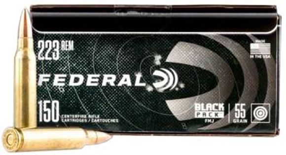 Picture of Federal Black Pack Rifle Ammo - 223 Rem, 55Gr, Full Metal Jacket, 150rds Brick