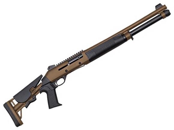 Picture of Canuck Operator Model Semi Auto Shotgun - 12ga, 3", 18.5", Canuck Operator Receiver Marking, Tan Synthetic Telescoping Stock & Forend, Ghost Ring Sights w/ 1913 Rail, 5+1rds, Mobil Chokes