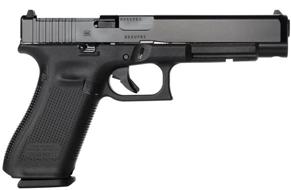 Picture of Glock 34 Gen5 MOS Semi-Auto Pistol - 9mm, 5.31", Black, Adjustable Sight w/Modular Optic System Configuration, 3x10rds, Front Serrations, Made in USA