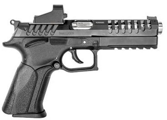 Picture of Grand Power X-Calibur Match Optic Rdy DA/SA Semi-Auto Pistol - 9x19mm Luger, 5" (126.7mm), X-Trim Slide Design Vented, Matte Black, 2x10rds, Red Fiber Optic Front & Elliason Fully Adjustable Micrometric Rear Sights, Ambidextrous Wide Safety & Mag Release