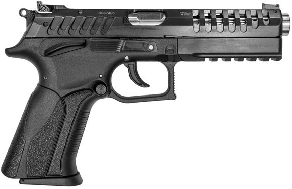 Picture of Grand Power X-Calibur Match DA/SA Semi-Auto Pistol - 9x19mm Luger, 5" (126.7mm), X-Trim Slide Design Vented, Matte Black, 2x10rds, Red Fiber Optic Front & Elliason Fully Adjustable Micrometric Rear Sights, Ambidextrous Wide Safety & Mag Release