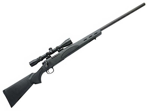 Picture of Remington 700 SPS Varmint Bolt Action Rifle - 22-250 Rem, 26", Matte Blued, 4rds, SPS Varmint Synthetic Stock, w/ Factory Mounted & Bore Sighted 4-12x40 Scope w/ Hard Case