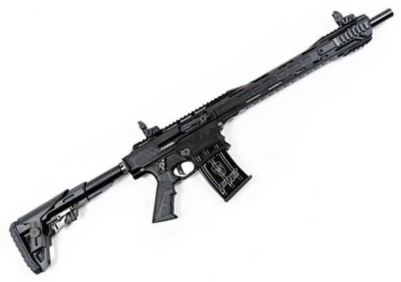 Picture of Typhoon Defence F12 MAXI Vertical Magazine Semi-Auto Shotgun - 12Ga, 3", 18.5", Black, Cerakote Finish,1x2rds & 2x5rds, Canted Iron Sights, Adjustable Stock, 5 Chokes, Sling, Magwell Flange