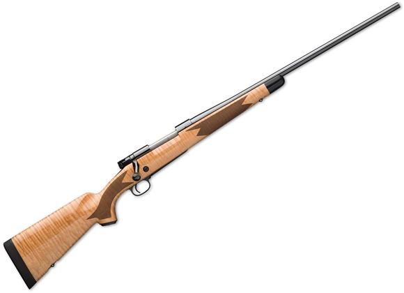 Picture of Winchester Model 70 Super Grade Maple Bolt Action Rifle - 6.5 Creedmoor, 22", Sporter Contour, Gloss Blued, Gloss finish AAA Maple, Jeweled Bolt Body, Knurled Bolt Handle