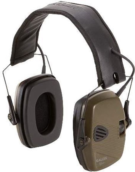 Picture of Allen Safety, Ear Protection - Shotwave Low Profile Shooting Muff, NRR 23dB, OD, Takes x2 AAA, Built-in Directional Mic, Auto-Shut-off, Compact Folding Design