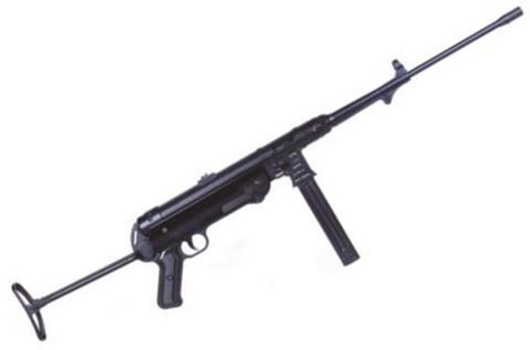 Picture of German Sport Guns (GSG) MP-40 Semi-Auto Rifle - 9mm, 19", Blued, Folding Metal Stock, 1x5rds, Fixed Front Post & Adjustable Rear Sights, Non Restricted