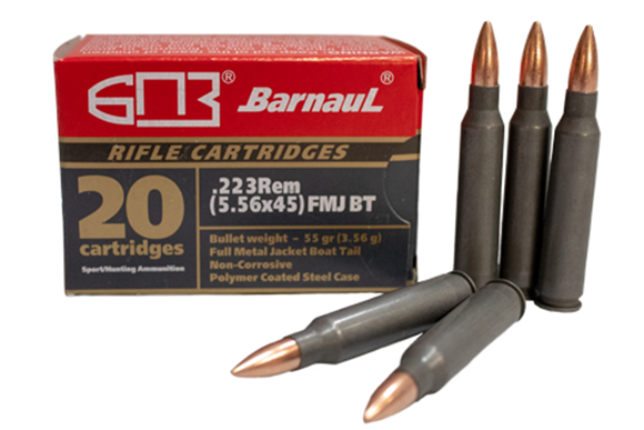 Picture of BarnauL Rifle Ammo - 223 Rem (5.56x45), 55Gr, FMJ BT, Polycoated  Steel Case, Non-Corrosive, 500rds Case