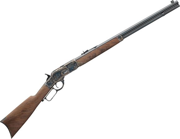 Picture of Winchester Model 1873 Sporter Rifle Lever Action Rifle - 357 Mag/38 Special, 24", Octagon, Polished Blued, Color Case Hardened Steel Receiver, Oil Finished Grade II/III Black Walnut Stock w/Straight Grip & Classic Rifle-Style Forearm & Steel Forend Cap.