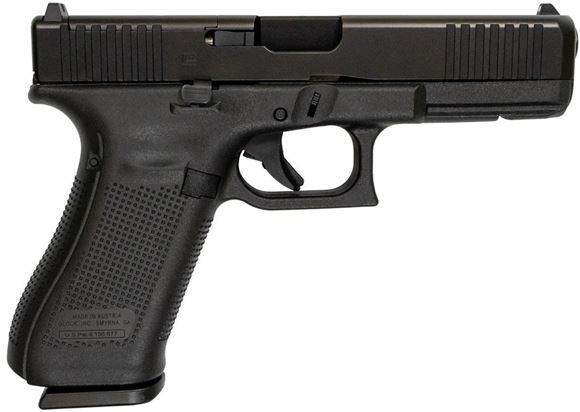 Picture of Glock 17 Gen5 AMGLO MOS Safe Action Pistol - 9mm, 4.49" Marksman Barrel, nDLC Finish, 3x10rds, AmeriGlo Bold Sights, Front Serration, Optic Ready
