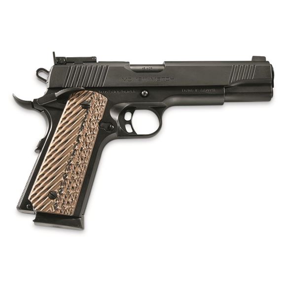 Picture of Girsan MC 1911 Match Semi-Auto Pistol - 45 ACP, 5", Black, Extended Ambidextrous Safety, Flared Magwell, Black & Gray G10 Grips, Adjustable Rear Sight, Extended Beavertail, 2x8rds