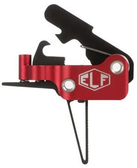Picture of Elftmann Tactical Trigger Group, Assembly - AR-15/AR-10 Drop In Trigger, Adjustable Pull, 2-3/4 to 4lbs, Red, Flat, Sealed Roller Bearing