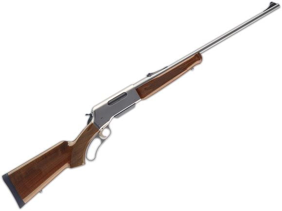 Picture of Browning BLR Lightweight Stainless with Pistol Grip Lever Action Rifle - 358 Win, 20", Sporter Contour, Matte Stainless, Matte Nickel Aluminum Alloy Receiver, Gloss Grade I Black Walnut Stock w/Schnabel Forearm, 4rds, Brass Bead Front & Fully Adjustable