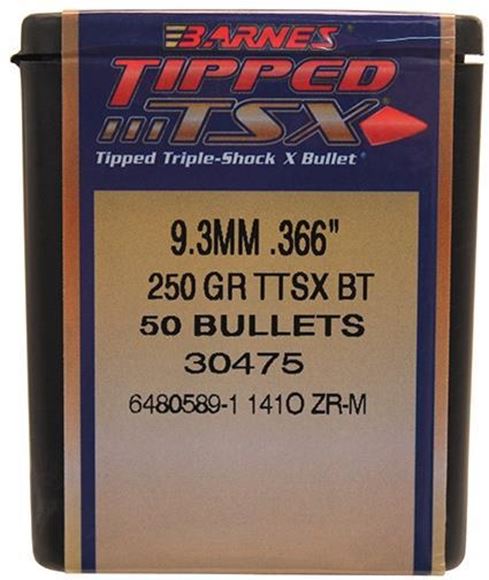Picture of Barnes TTSX (Tipped Triple-Shock X) Hunting Rifle Bullets - 9.3mm Caliber (.366"), 250Gr, Tipped TSX BT, 50ct Box