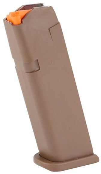 Picture of Glock Pistol Magazine - 9mm, 17rds Pinned to 10rds, Bulk, FDE, For G17/34/19x