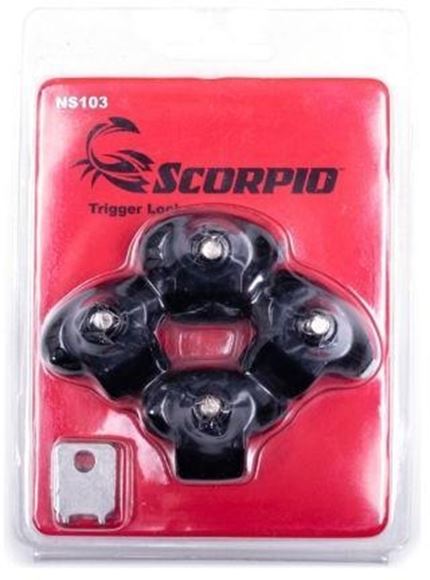 Picture of Scorpio Trigger Locks - 4-Pack Trigger Locks, Plastic, Black, w/ Special Key