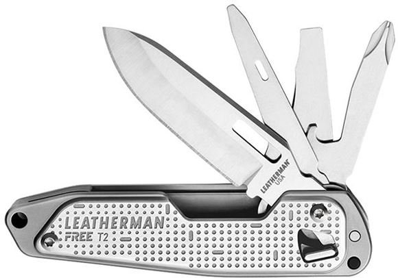 Picture of Leatherman MultiTool, FREE T2 - Stainless Steel & Glass Filled Nylon Knife/Multi-Tool, Model: T2, 3.3oz
