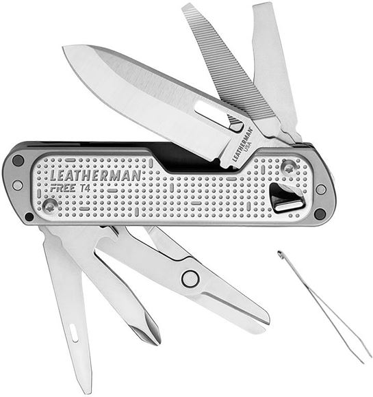 Picture of Leatherman MultiTool, FREE T4 - 12 Tools, Stainless Steel & Glass Filled Nylon Knife/Multi-Tool, Model: T4, 4.3oz