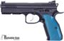 Picture of Used CZ Shadow 2 Black/Blue Semi Auto DA/SA Pistol - 9mm Luger, Adjustable Sights, 3 Magazines, Black w/ Blue Grips, Original Box, Excellent Condition