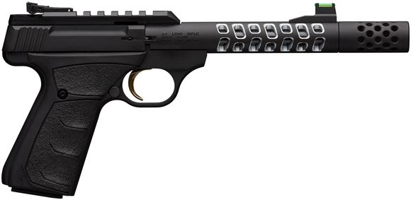 Picture of Browning Buck Mark Plus Vision Rimfire Semi-Auto Pistol - 22 LR, 5.9", Anodized Black, UFX Overmolded Grips, 10rds, White Outline Pro Rear Sight & Truglo Fiber Optic Front Sight, Threaded Muzzle, Picatinny Rail