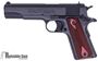Picture of Used Colt 1911 Government Single Action Semi-Auto Pistol - 45 ACP, 5", Blued, 2 Magazines, 3 Dot Fixed Sights, Wood Grips, Original Box, Excellent Condition (Small Mark on Frame Below Slide Release)