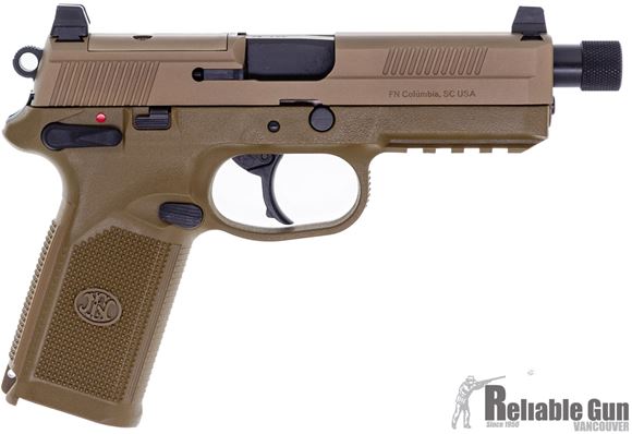 Picture of Used FN Herstal FNX-45 FDE Semi-Auto Pistol - 45 ACP, Optic Ready, Threaded, Fixed 3-Dot Sights, FDE Frame & Slide, x4 Mags, Original Case, x2 Box Federal HP & x1 Box American Eagle FMJ, Excellent Condition