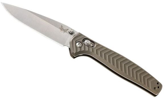 Picture of Benchmade Knife Company, Knives - Anthem, AXIS Mechanism, 3.5" Blade, Stud Opener, Drop-Point, Anodized Billet Titanium Handle, Reversable Tip Up Clip, Plain Edge, Weight: 3.66oz. (103.76g)