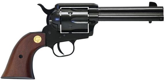 Picture of Chiappa 1873 SAA 22-10 Single Action Rimfire Revolver - 22 LR, 4.75", Blued, Wood Grips, Fixed Sights, 6rds