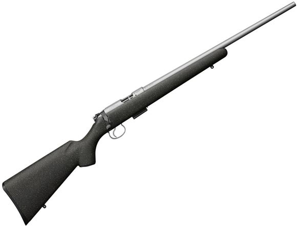 Picture of CZ 455 Stainless Rimfire Bolt Action Rifle - 22LR, 20.5", Stainless Steel, Black Soft Touch Synthetic Stock w/ OD Speckles, 5rds, Adjustable Trigger, Muzzle Brake