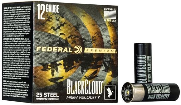 Picture of Federal Premium Black Cloud HV Steel Shotgun Ammo - 12Ga, 3", 1-1/8oz, #BB, 250rds Case, 1635fps, With Flitecontrol Flex Wad