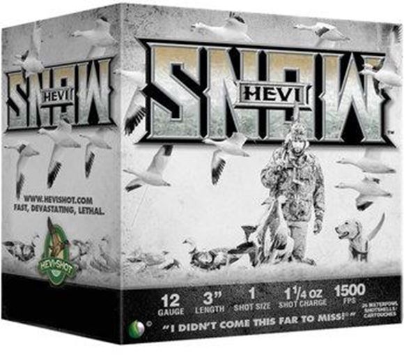 Picture of HEVI-Shot HEVI-Snow Waterfowl Shotgun Ammo - 12ga, 3", #1, 1-1/4oz, 1500fps, 250rds Case