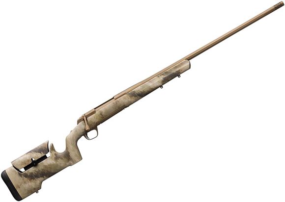 Picture of Browning X-Bolt Hell's Canyon Long Range Bolt Action Rifle - 28 Nosler, 26" Fluted Heavy Sporter Barrel w/ Muzzle Brake, Burnt Bronze Cerakote, Composite MAX Stock, A-TACS AU Finish, 3rds
