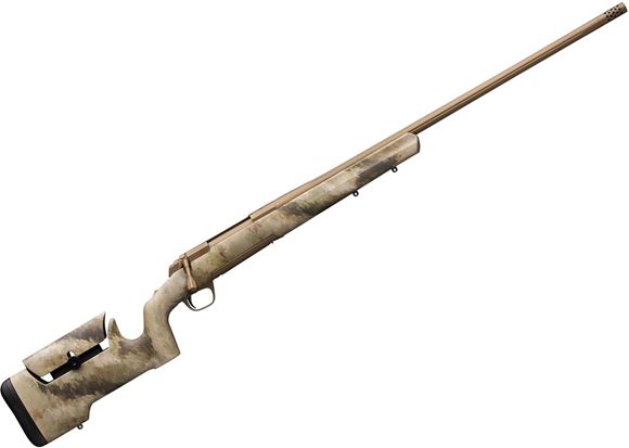 Picture of Browning X-Bolt Hell's Canyon Long Range Bolt Action Rifle - 6.5 Creedmoor, 26" Fluted Heavy Sporter Barrel w/ Muzzle Brake, Burnt Bronze Cerakote, Composite MAX Stock, A-TACS AU Finish, 4rds