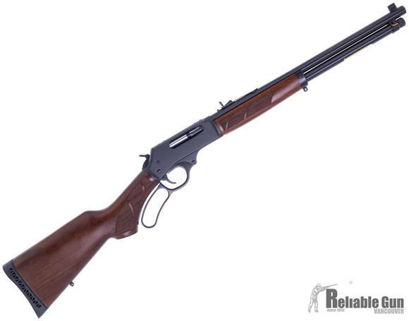 Picture of Used Henry Model H010 Lever Action Rifle - 45-70, Blued, 18.43", American Walnut Stock, Adj. Semi-Buckhorn w/ Diamond Insert & Brass Bead Front Sight, As New in Box Condition