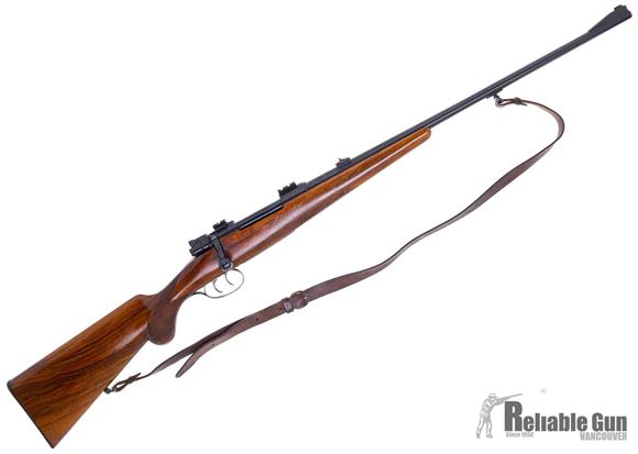 Picture of Used Sporterized Mauser Bolt Action Rifle, 6.5x54 MS, Double Set Trigger, 24" Blued Barrel, Iron Sights, Wood Stock, Weaver Bases, Good Condition