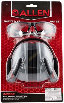 Picture of Allen Company Safety Glasses - Passive Adjustable Size Ear Muff & Eye Combo, 23 dB, Clear Lens