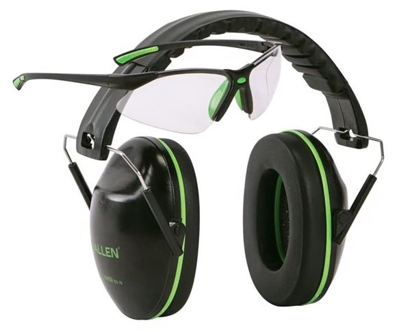 Picture of Allen Company Safety Glasses - Gamma Combo, Clear Safety Glasses, NRR 23dB Black & Green Ear Muffs