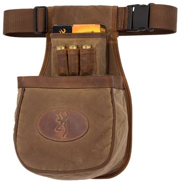 Picture of Browning Shooting Accessories, Bags & Pouches - Santa Fe Pouch Shell Carrier, Single Box, Deluxe Trap, Quick Release Belt, Wax Cotton Canvas w/ Crazy Horse Leather Trim