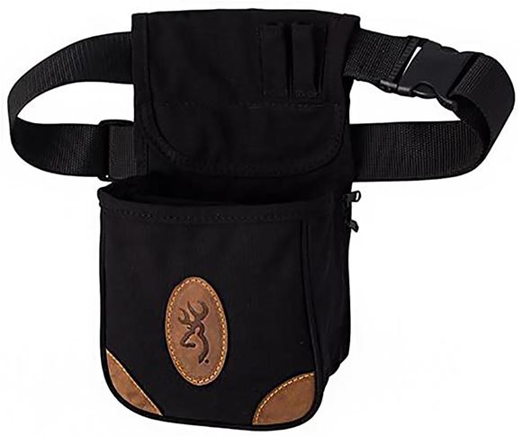 Picture of Browning Shooting Accessories, Bags & Pouches - Lona Canvas Box Shell Carrier, Single Box, Crazy Horse leather Trim, Two Internal Pockets, Adjustable Nylon Web Belt w/ Quick Release Buckle